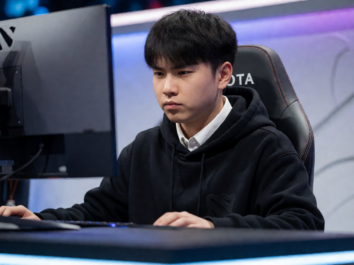 DOTA2职业选手赛场专注瞬间